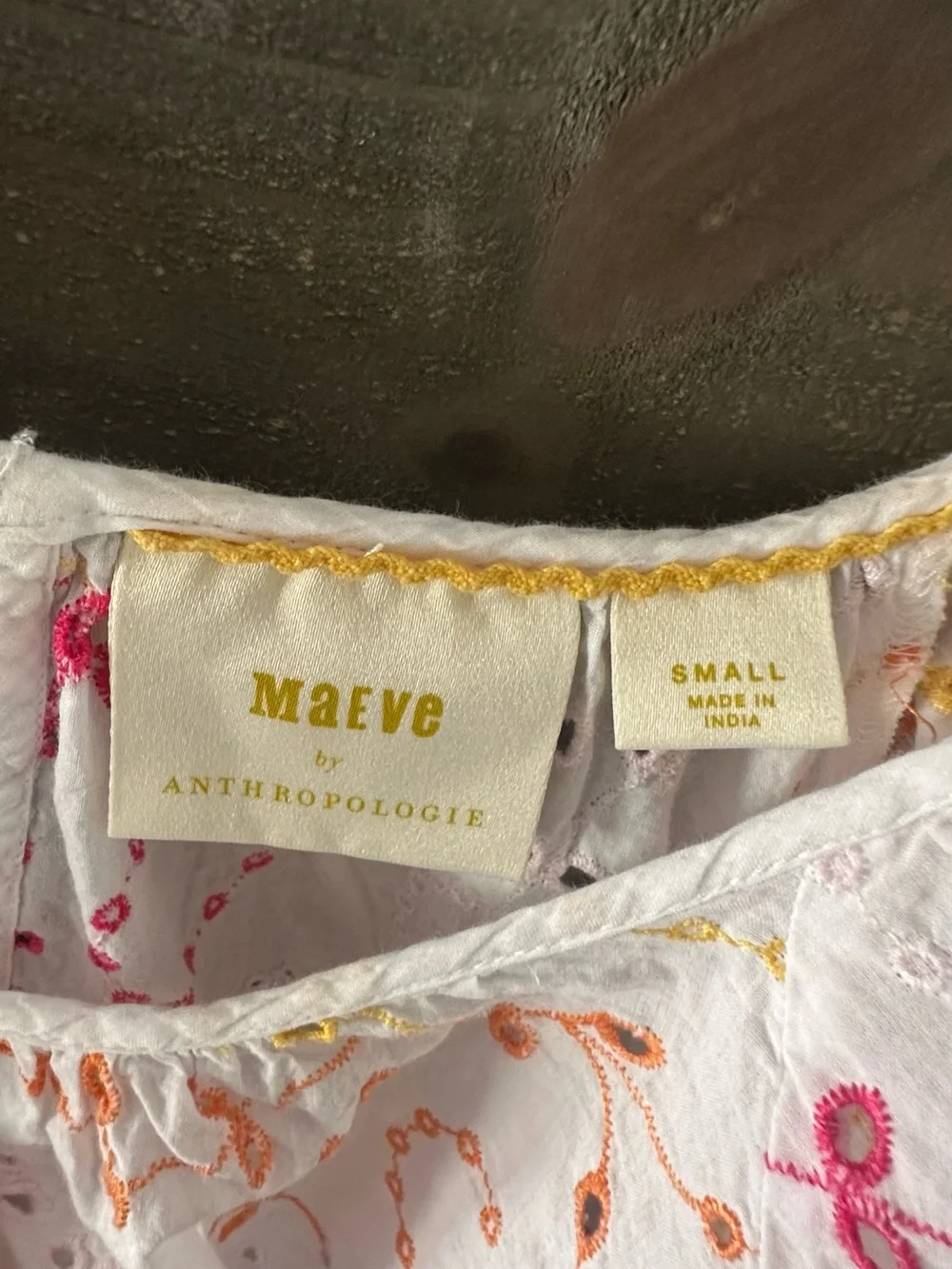 MAEVE White Embroidered Peasant Blouse with Pink & Yellow Floral Accents